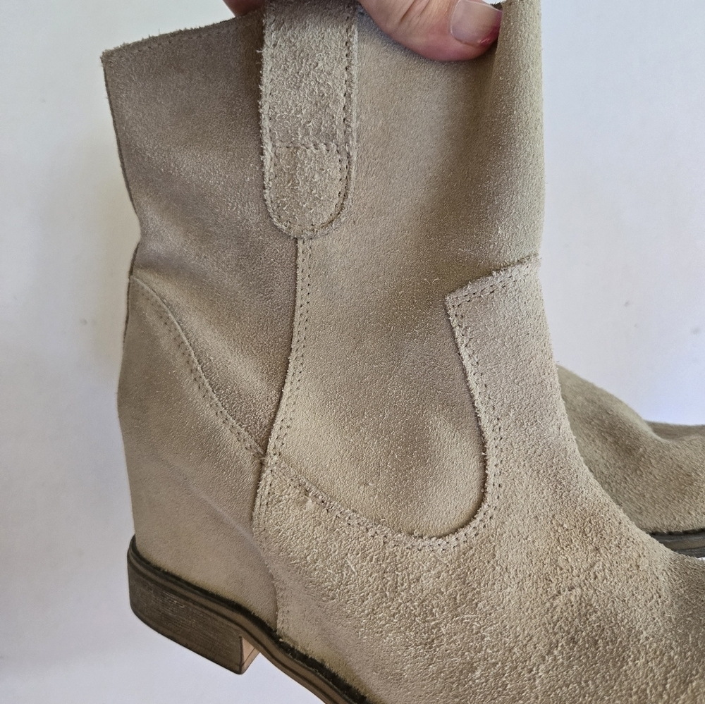 OTBT sandpiper grey suede leather hidden heel boot western made in romania 7.5 - Picture 5 of 8